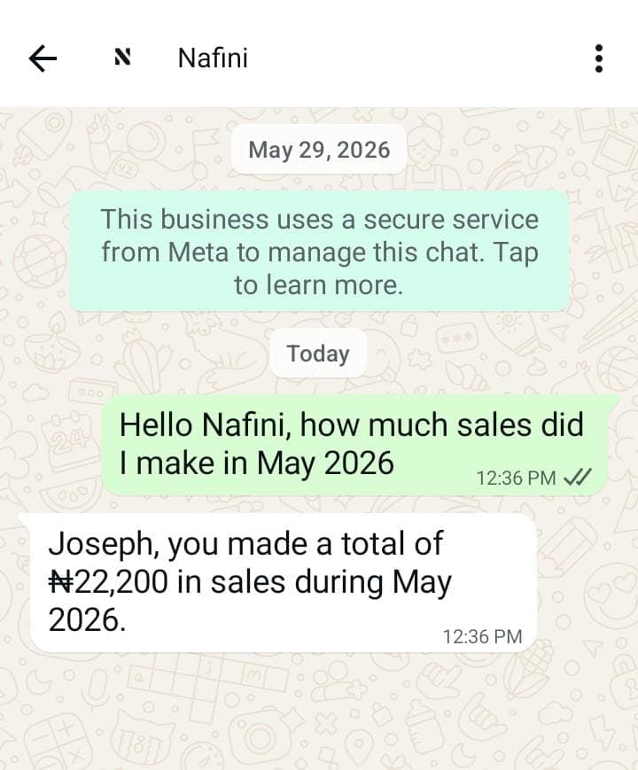 Sales insights on Nafini WhatsApp