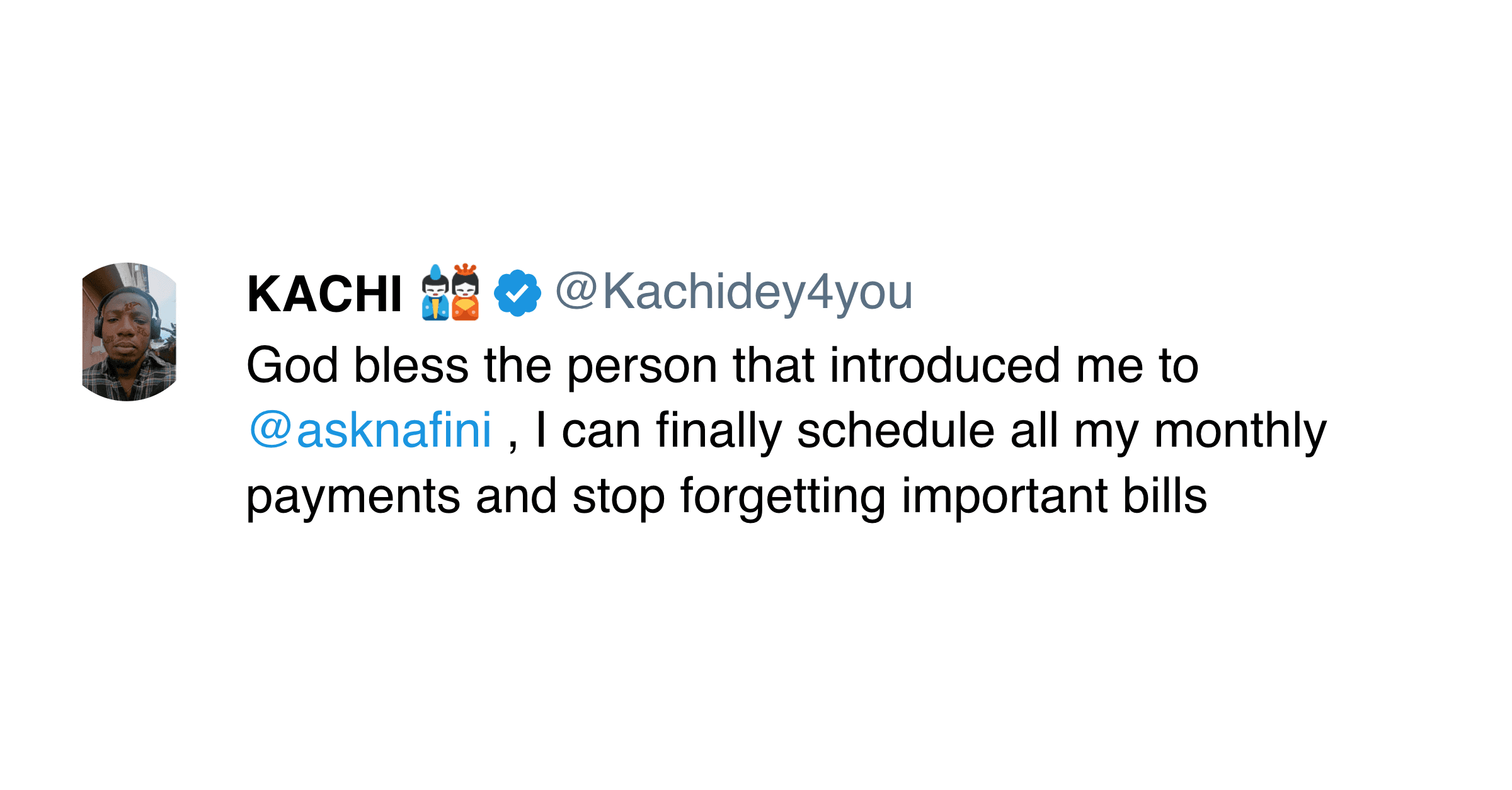 User tweet about Nafini 2