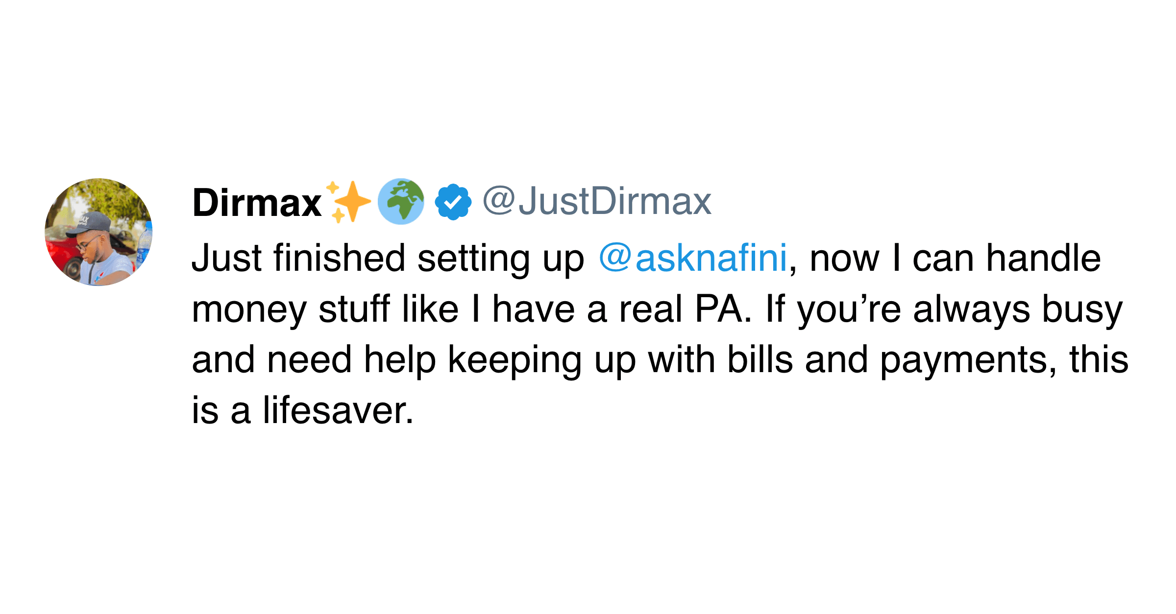 User tweet about Nafini 4